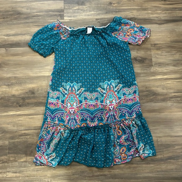 Teal Paisley Women's Off shoulder dress - Picture 1 of 5